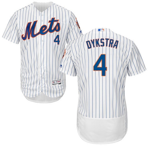 Mets #4 Lenny Dykstra White(Blue Strip) Flexbase Authentic Collection Stitched MLB Jersey
